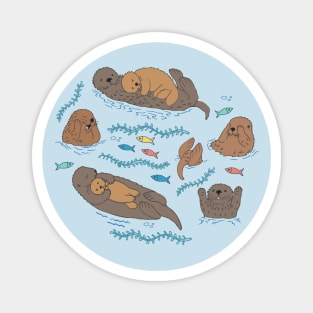 Sea Otters - cute animal pattern by Cecca Designs Magnet